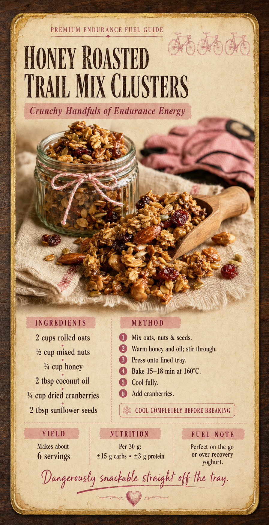 Recipes 🩷 Honey Roasted Trail Mix Clusters recipe poster